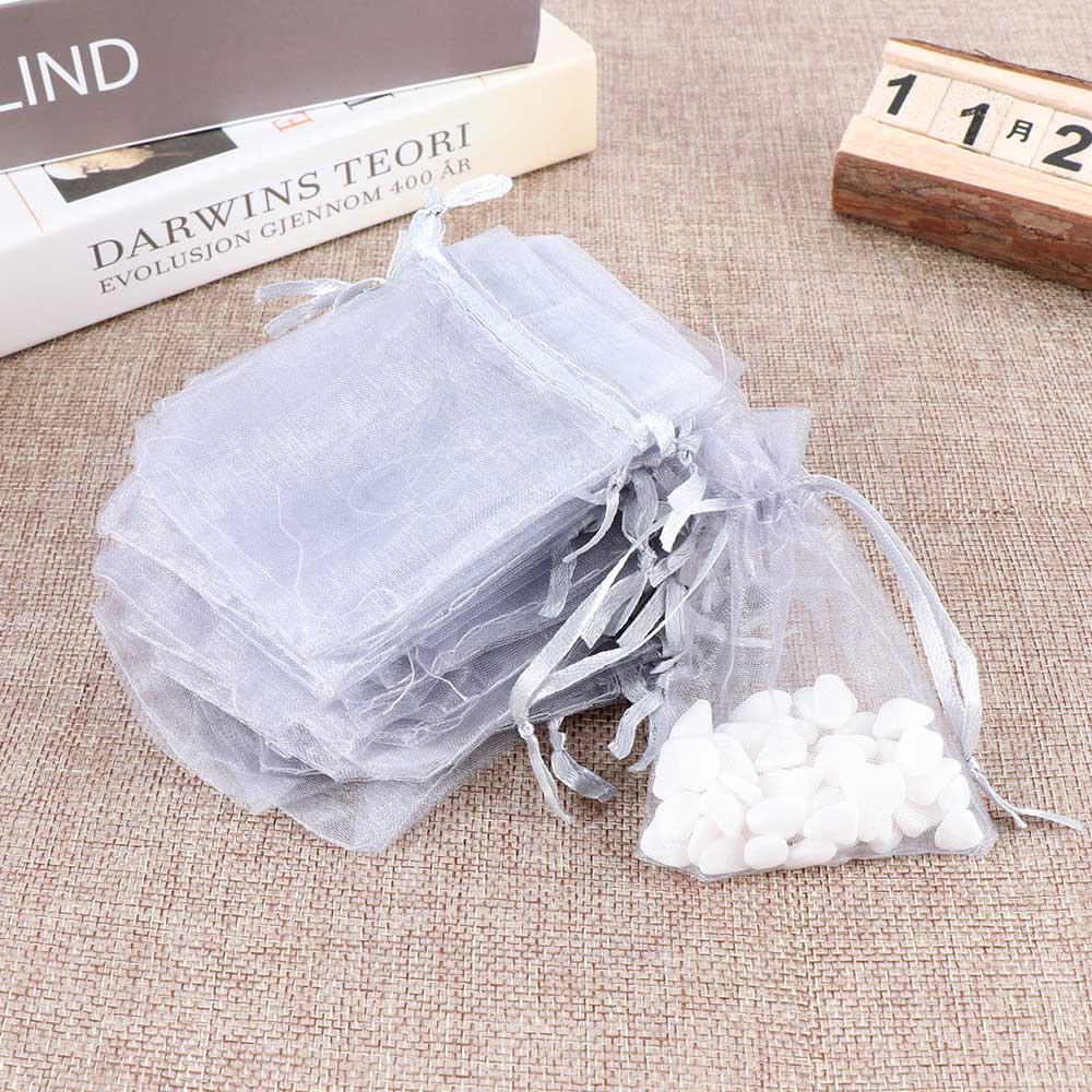 50Pcs Transparant Organza Bags Kerst Halloween Geschenkdoos Verpakking Bags Bruiloft Snoep Doos Chocolade Tassen: silver