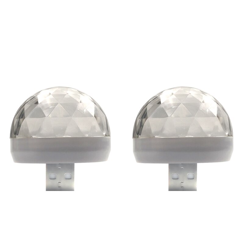 Fargerik mini 5v 3w usb ambient biltilbehør party rgb led lys innendørs for dj bærbar med magisk sceneeffekt hvitt skall: To stykker lampe