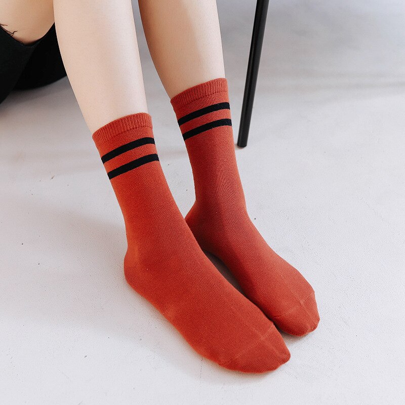 Streetwear hiphop vrouw coole sokken harajuku wit skateboard gestreepte kunst katoenen damessok femme chaussettes sokken