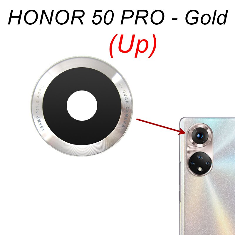 Tylna osłona obiektywu szklana pokrywa dla Huawei Honor 50 Lite Honor 60 Pro SE główna kamera szklana części zamienne z naklejką samoprzylepną: 50Pro Up-Gold