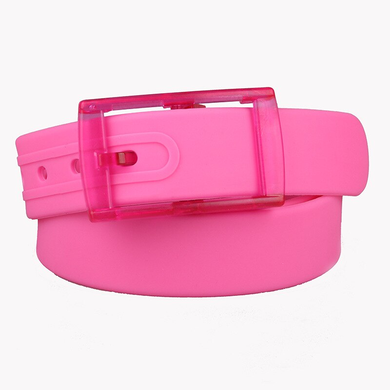 Ceinture en Silicone pour hommes et femmes, taille ajustable, boucle en plastique parfumée, couleurs bonbons, ceinture en caoutchouc, Style coréen: Rose