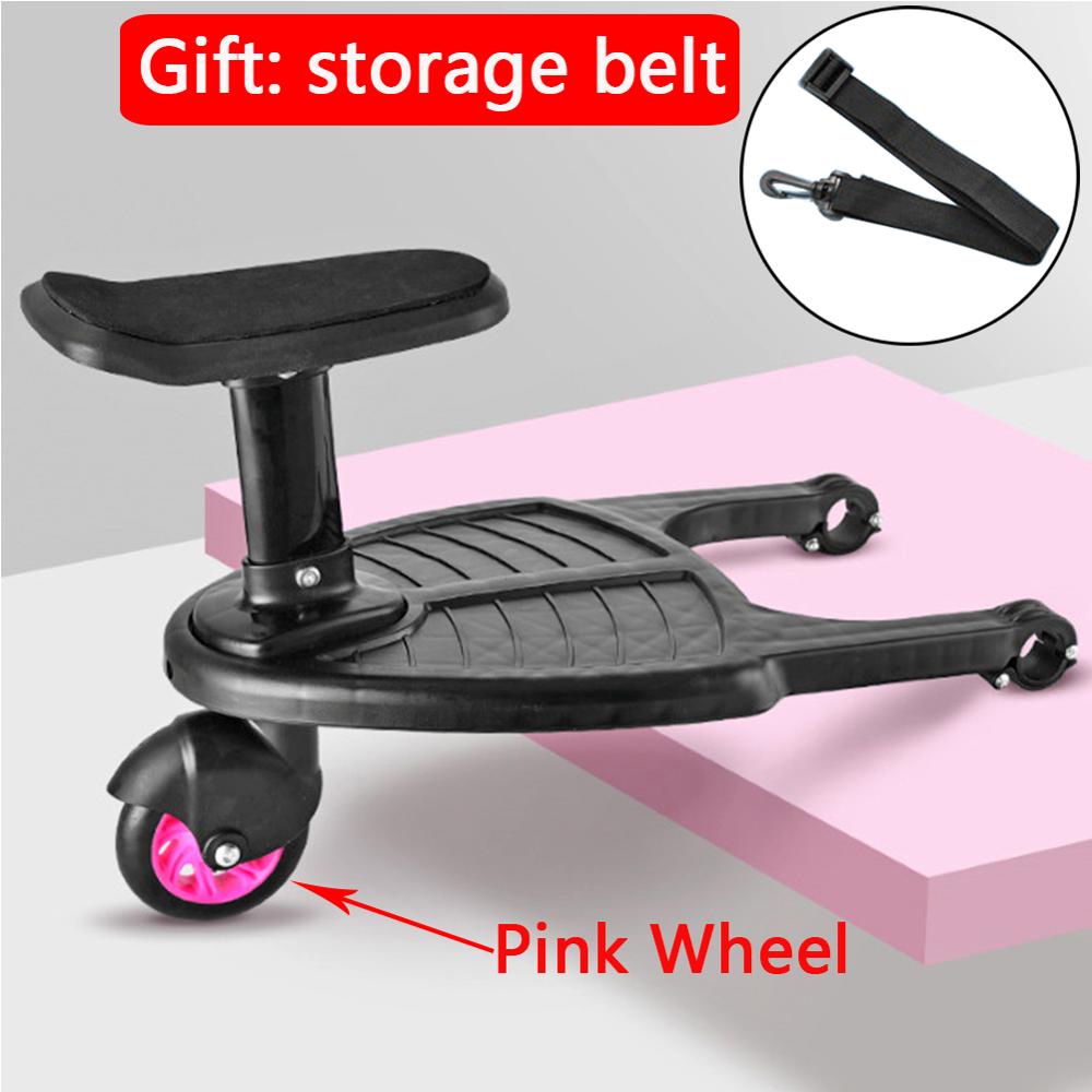 Adaptador de pedal del cochecito para niños, de , de segundos, remolque auxiliar, patinete gemelo, autoestopista, placa de pie con asiento: Scooter Pink