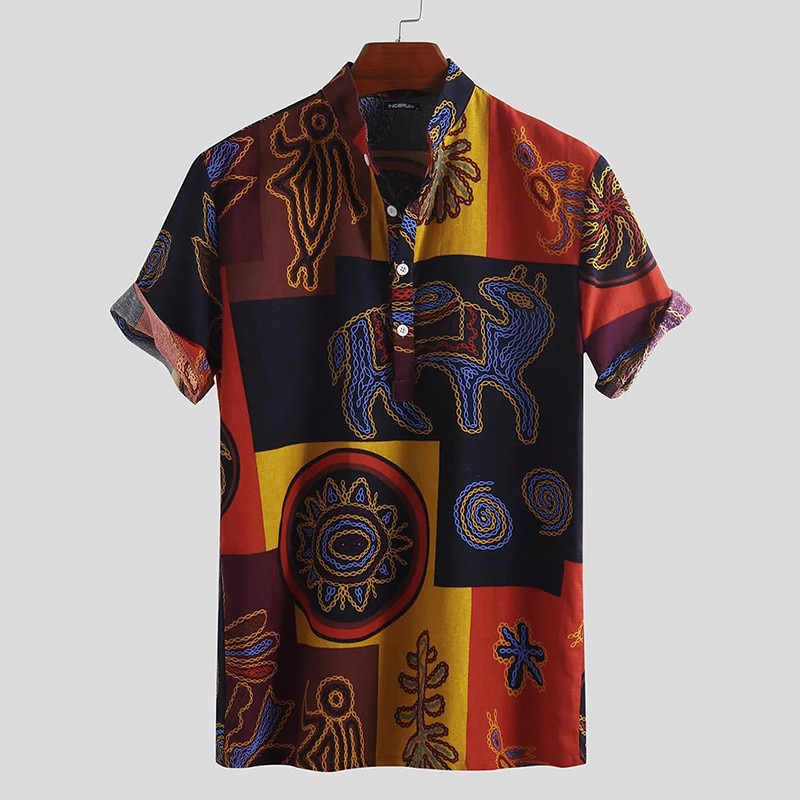 Herrskjortor kortärmade casual hawaiianska toppar t-shirts sommarresor strandskjortor manliga träning streetwear 4xl