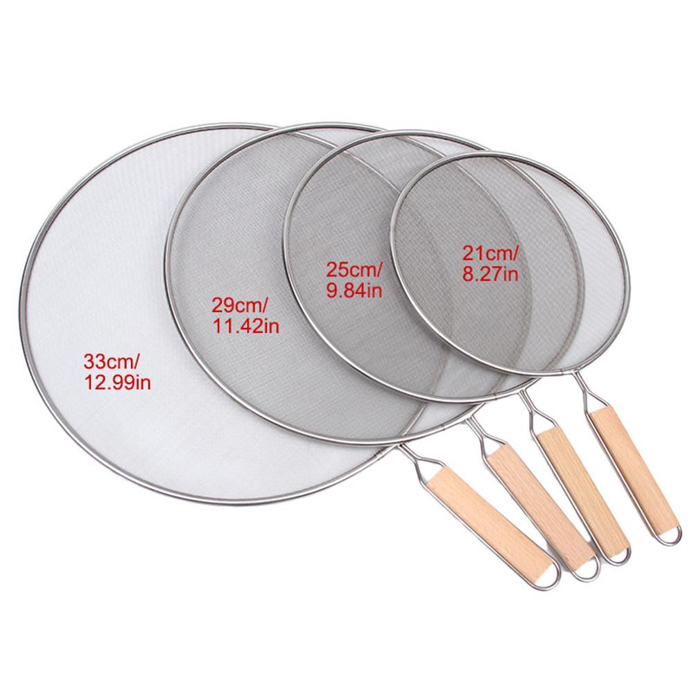 Oil Splatter Screen 21cm/25cm/29cm/33cm Stainless Steel Oil Frying Splatter Pan Lid With Handle Mesh Pot Cover Cook Tools