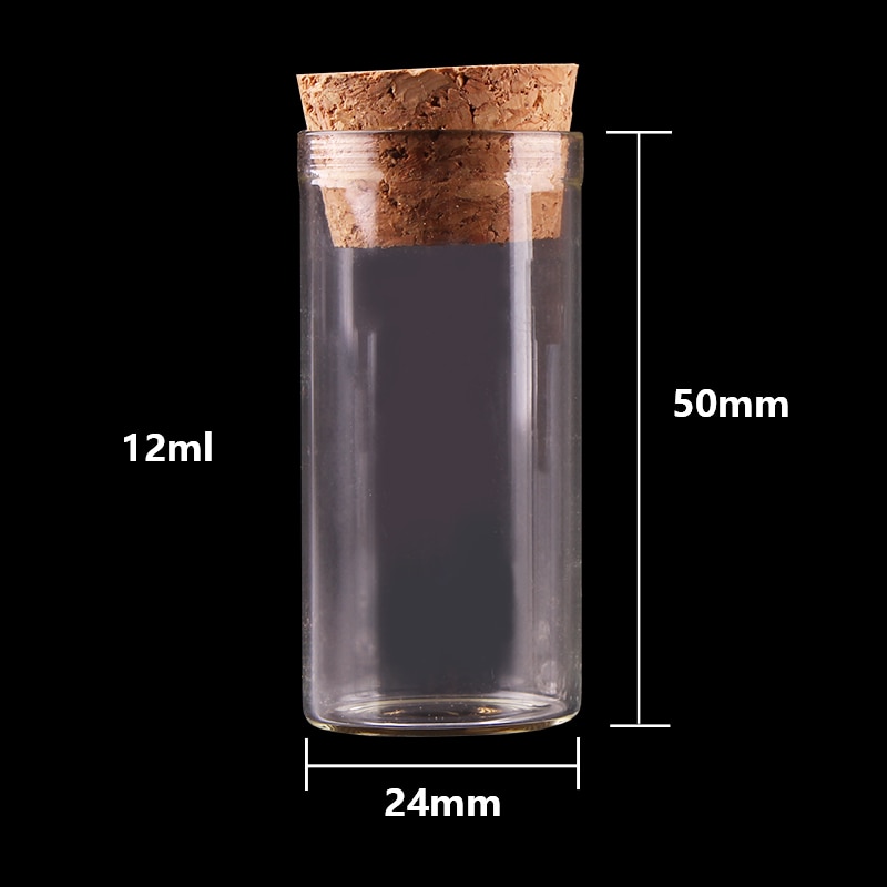 5ml/10ml/12ml små reagensglas med prop-flasker bittesmå glasflaske krukker hætteglas diy craft 50 stk.