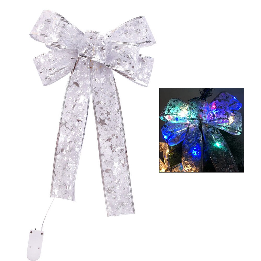 Christmas Decoration LED Light LED Christmas Tree Ornaments Ribbon Bows Xmas Party Decoration Christmas Tree Decoration Light: B