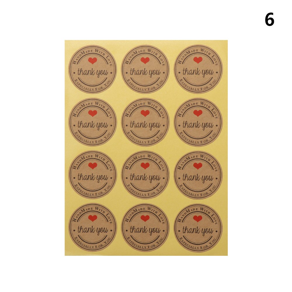 120Pcs Kraft Stickers Dank U Pakket Label Afdichting Tag Handgemaakte Doos Kaarten Papier Bruiloft/Feest/Verjaardag Supplies: 6