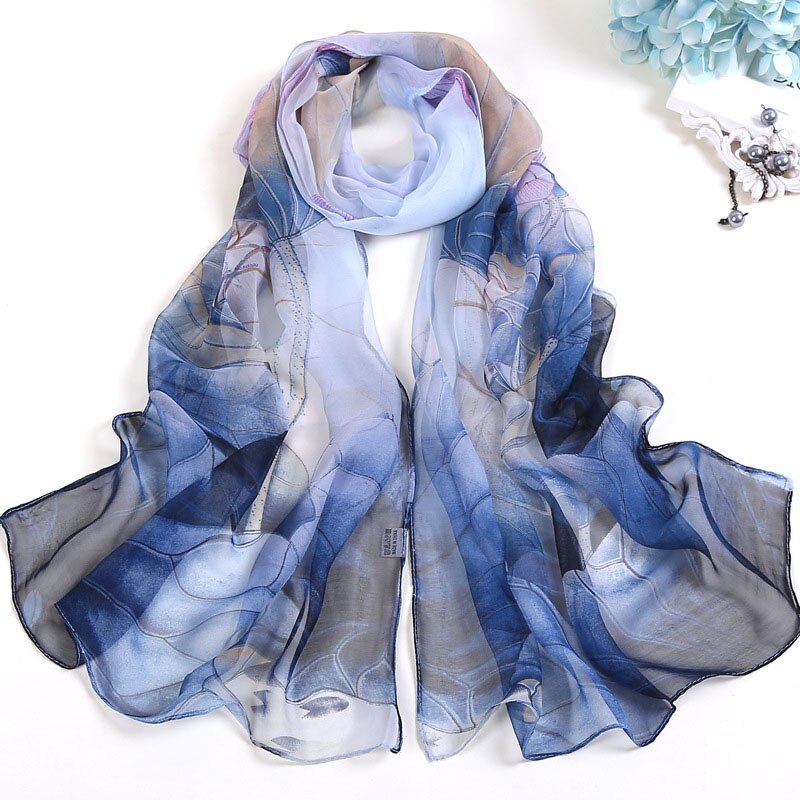 Madam Pretty Scarf Sunscreen Shawl Individuality Lotus Flower Georgette Thin Scarves