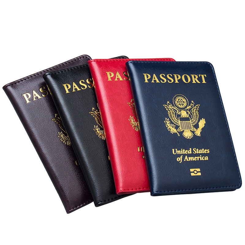 USA Passport Cover Pink Women Cute America Emblem Travel Passport Holder SIM Girls Soft PU Leather Passport Case