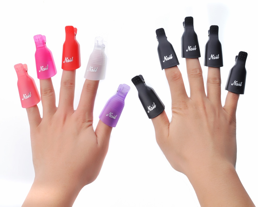 10 stks gel nagellak remover Plastic cleaner nail Losweken Cap Clip verwijderen gel nagellak thuis Remover Wrap Tool