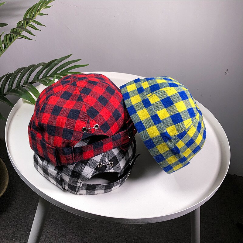 Stijl roosters katoen lente zomer dames heren pompoen baret franse kunstenaar beanie veelkleurige beanie