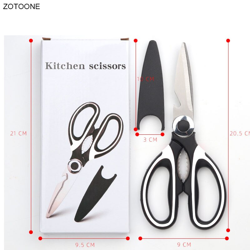 Zotoone Roestvrijstalen Keuken Schaar Multifunctionele Scharen Tool Voor Groenten Vlees Kruiden Diy Schaar Tool Keuken Schaar G: WHITE