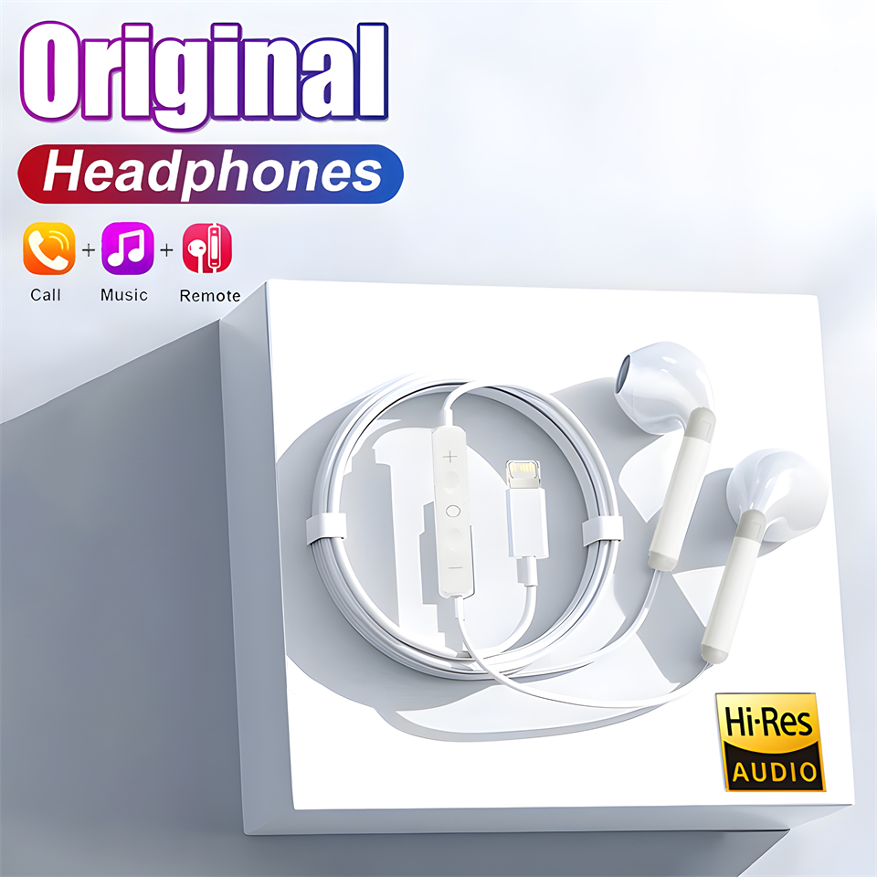 Original Kopfhörer Für Apple iPhone 16 15 14 11 13 12 Pro Max Plus In-ohr Lightning Typ-C Wired Bluetooth Kopfhörer Für Xiaomi: WHITE
