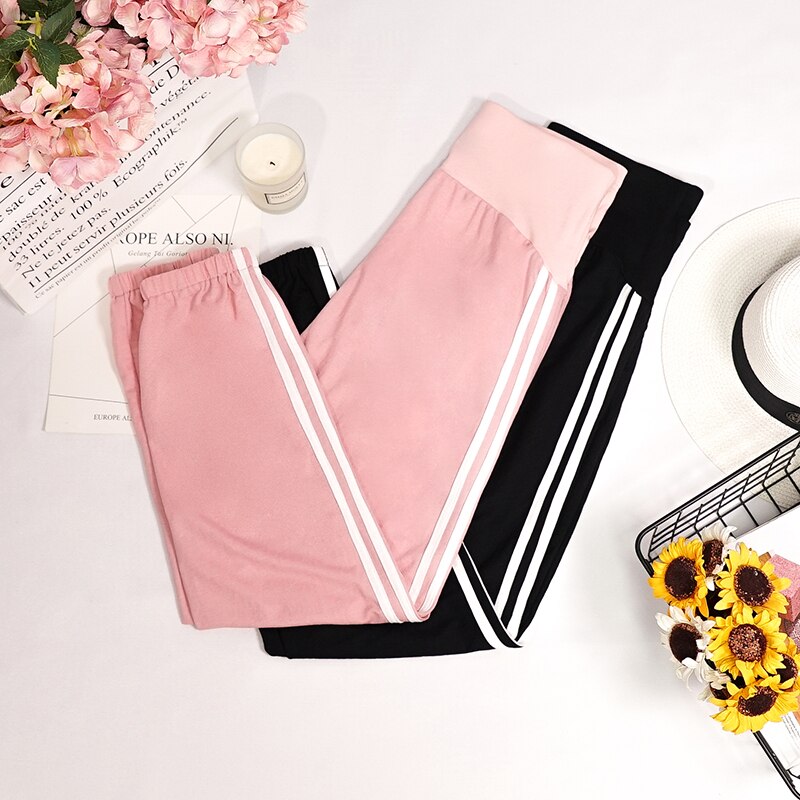 3126 # Lente Zomer Mode Moederschap Jogger Broek Elastische Taille Buik Broek Kleding Voor Zwangere Vrouwen Dunne Zwangerschap Broek