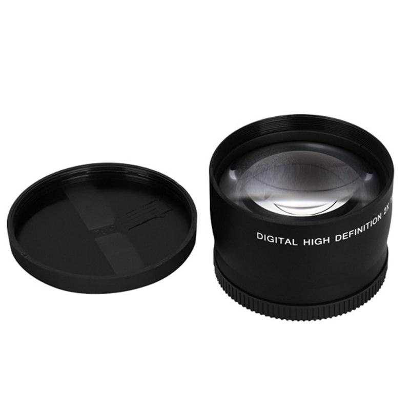 58mm 2.0X Telelens + Voor & Achter Cap + PU Lederen Tas voor Cannon 550D 600D 650D 700D 1100D 450D 500D 1000D 18-55mm Lens