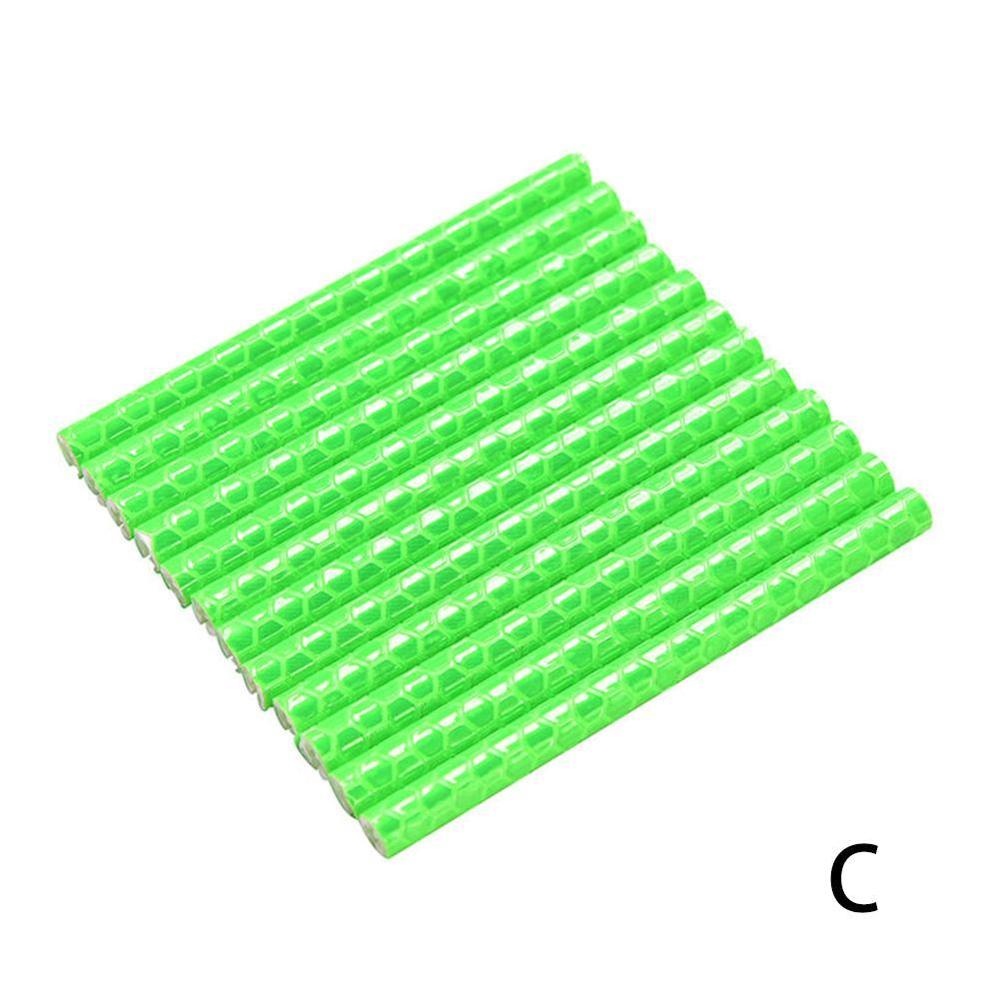 12Pcs Color Bike Wheel Rim Light Spoke Clip Safety Tube Bicycle Warning Light Reflective Strip Reflector Bike Accessories: C GREEN