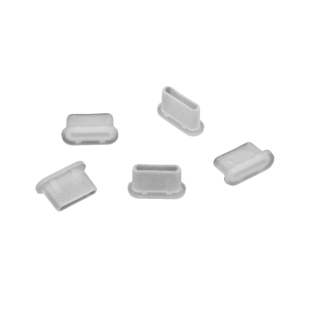 5Pcs Silicone Anti-Dust Type-C Tablet Telefoon Oplader Interface Soft Plug Cover: WHITE