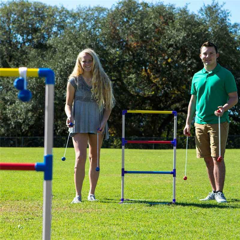 Ladder Ball Game Set Golf Toss Game Backyard Toys Outdoor Games for Adults and Kids with 8 Balls Lawn Toss Game