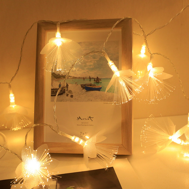 LED Fiber Flower Lights String Waterproof Fairy Garland Lamp Living Room Store Year Decoration AA Battery/USB Light String