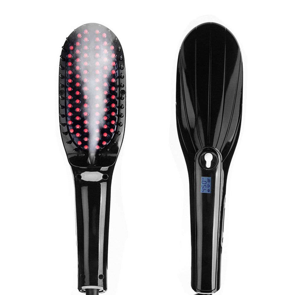 Cepillo alisador de pelo a vapor para hombres, peine , cepillo alisador de barba, herramientas rectas, rizador de pelo, cepillos calentados, plancha plana: With box / US