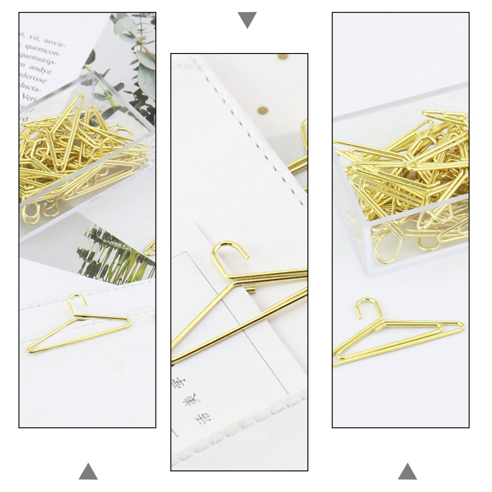 20pcs Coat Hanger Shaped Clips Lovely Paper Clips (Golden)