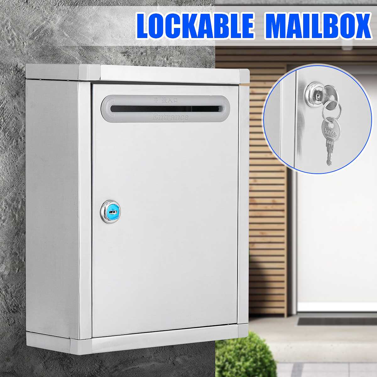Wall Mounted Lockable Mailbox Outdoor Stainless Steel Letter Post Box Security Suggestion Box Decorations For Home Garden