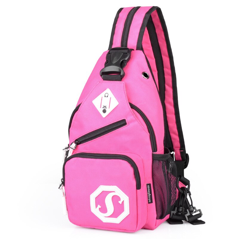 Schoudertas Dual Purpose Crossbody Tas Usb Borst Zak Meisje Oxford Doek Tas Mode Trend Crossbody Bag Portemonnees Crossbody Tas: Hot Pink