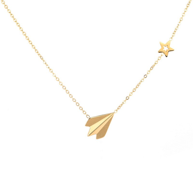 Sexy Airplan Star Choker Gouden Hanger Ketting Vrouw Sieraden Mode Elegante Titanium Rvs Accessoire Niet Vervagen