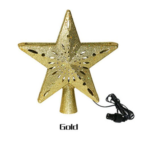 Juletre lys ledet topp stjerne dekorasjon lampe juletre stjerner lys 4w us / eu / au julepynt ornamenter: Gull uk