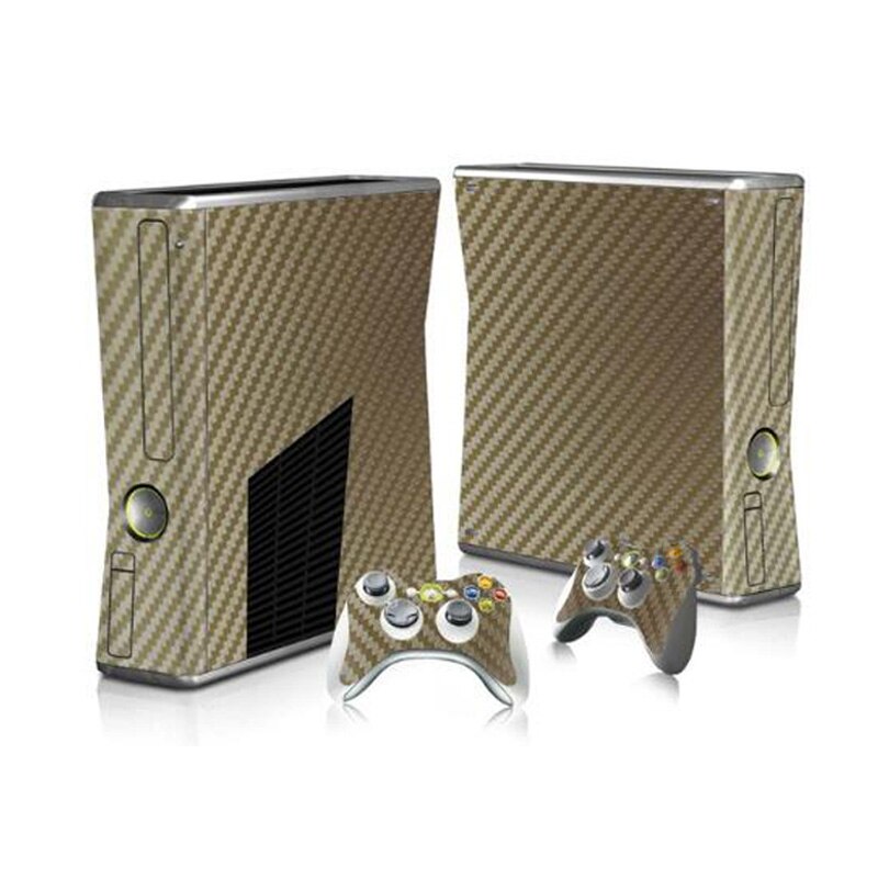 Carbon Fibrei Protector Vinyl Sticker voor Xbox 360 Slim Console met 2 Controller Skins Cover voor Xbox360: 3