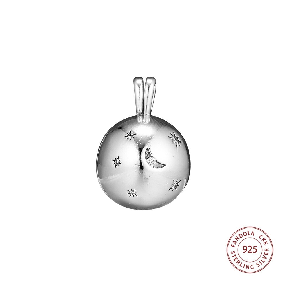 Moon and Stars Ball Pendant Necklace 925 Sterling Silver Necklaces for Women Jewelry collier femme
