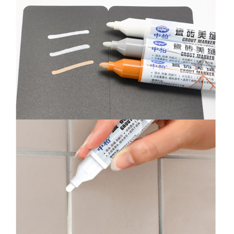 Grout Pen Tile Gap Repair 3 Colors Pen White Tile Refill Waterproof Mouldproof White/Grey/Yellow