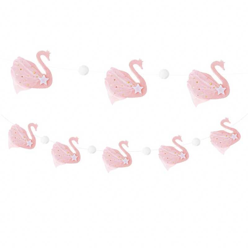 Banderole de cygne en tissu rose blanc, décorations de mariage pour la maison, guirlande, fournitures de fête d'anniversaire, bannière, décor de fête prénatale pour filles