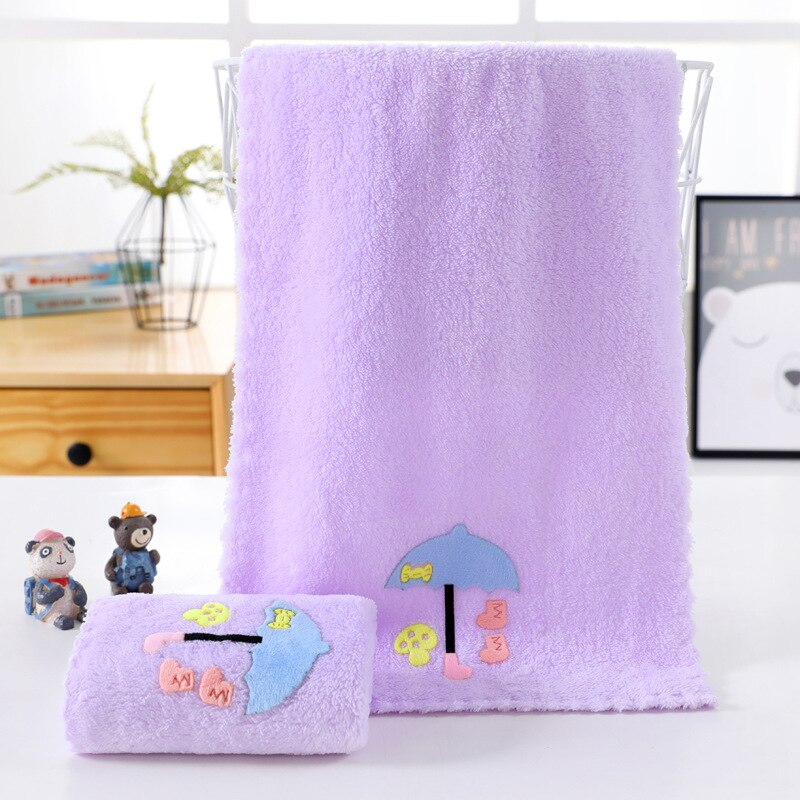 Toalla pequeña de terciopelo Coral para niños, paño suave absorbente de agua, 25x50cm, de lavado de cara, cuidado de limpieza de baño de microfibra: Morado