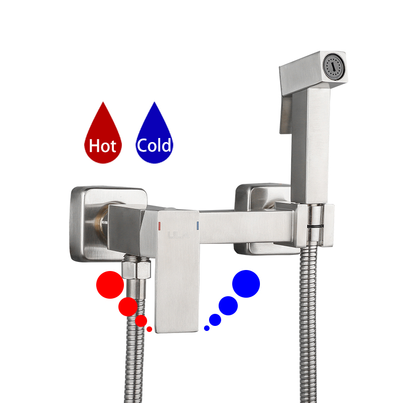 Ula borstad bidéblandare toalettblandare ducha kallvattenblandare kran rund duschspray hygienisk dusch: Armégrön