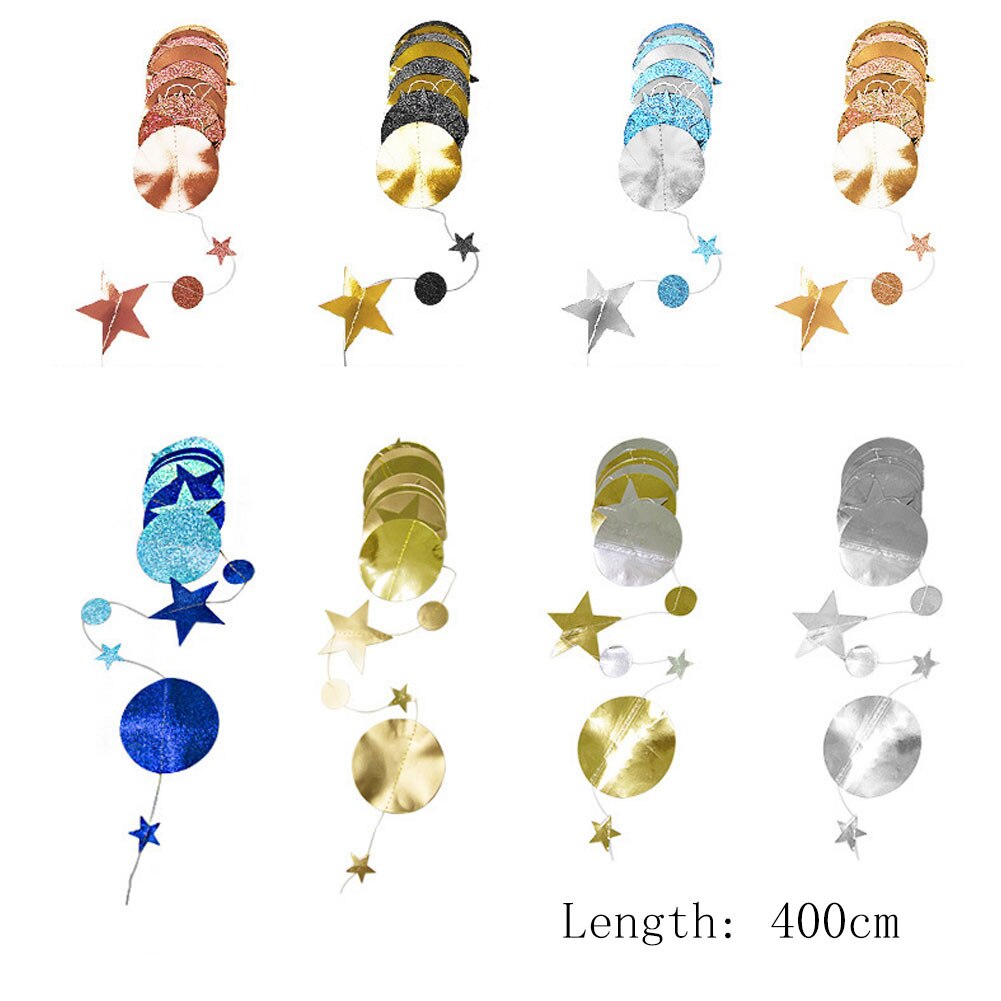 4M Spiegel Papier Ster Ronde Garland Flash Banner Gelukkige Verjaardag Decoratie Volwassen Jongen Meisje Baby Douchegordijn Decor Bruiloft diy: 1