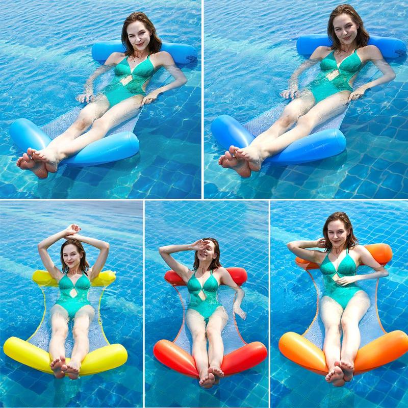 Foldable Summer Water Hammock Swimming Pool Inflatable Mat Toys Rafts Floating Bed for Kids&adult Swimming Mattress