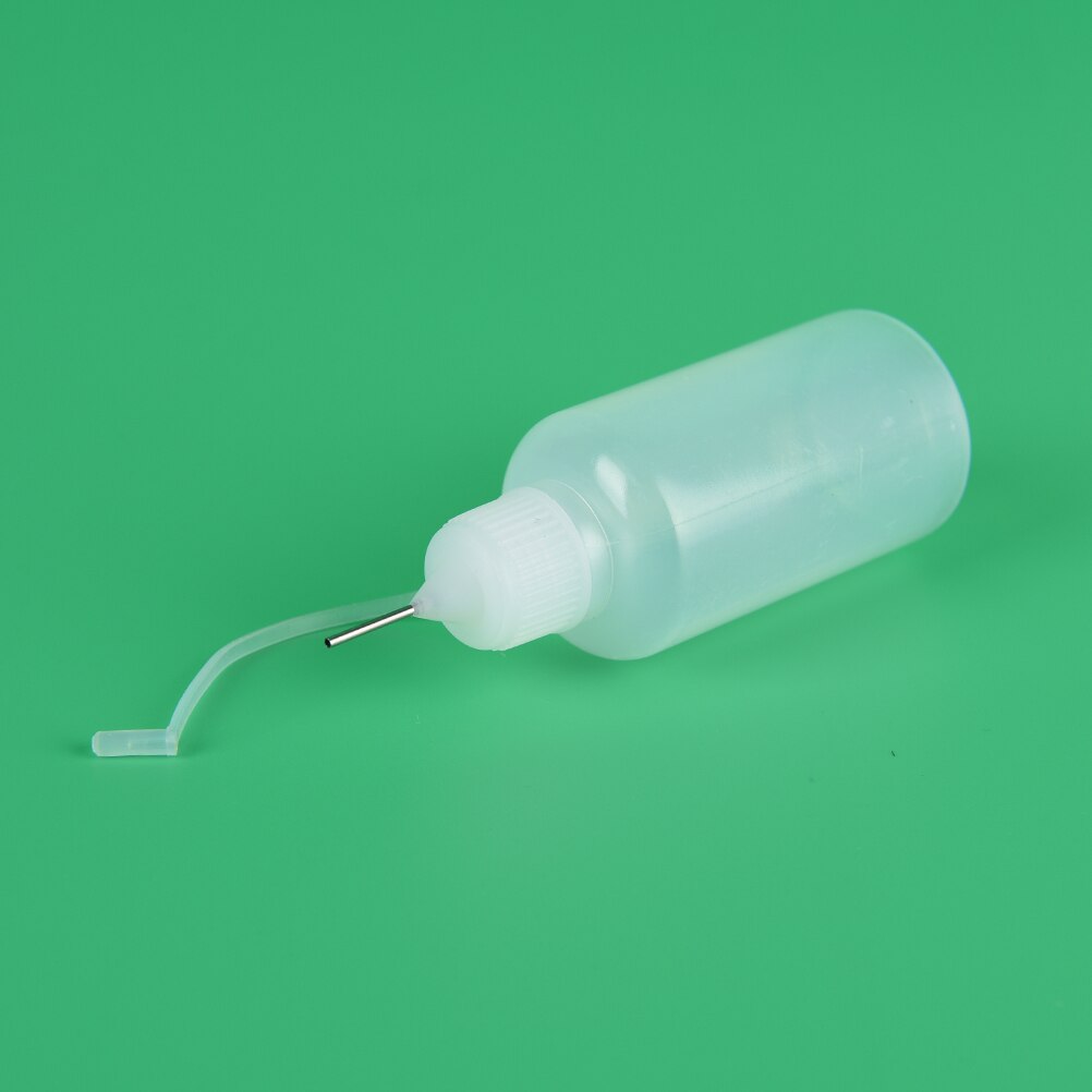 1 sæt (flaske + nålehætte + silikone-løkke ) 50ml nåleklemme flaske metal nålehætte hvid plast tom dråbeflaske