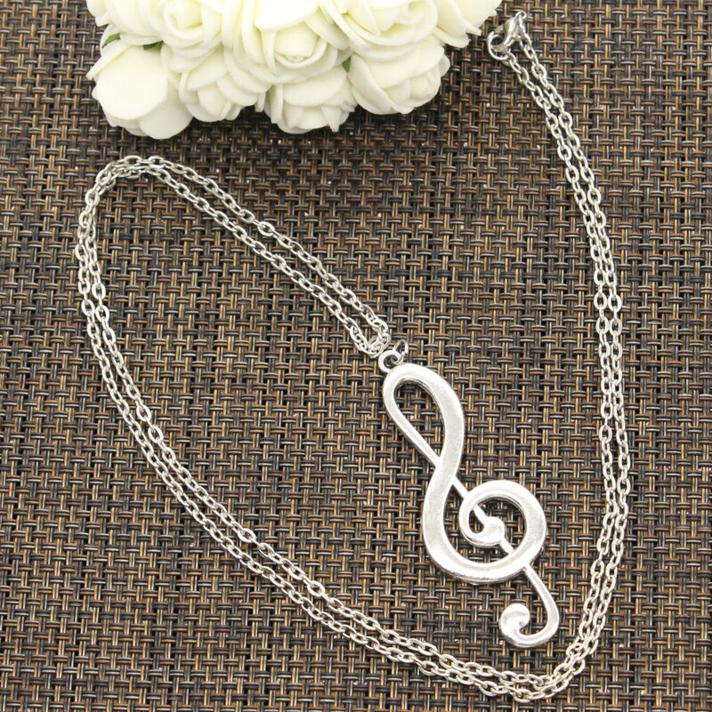 Pendentif pour Note de musique, nouvelle , chaîne ronde croisée courte et longue, collier couleur argent pour bricolage, bijoux
