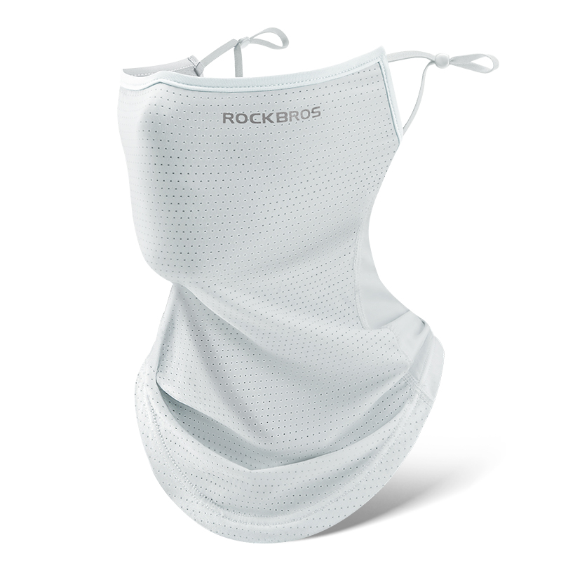 ROCKBROS-mascarilla de seda helada para verano, Anti-UV, cubierta facial de secado rápido, Bandana de protección solar, protección transpirable para el cuello, bufanda para colgar en la oreja: Negro