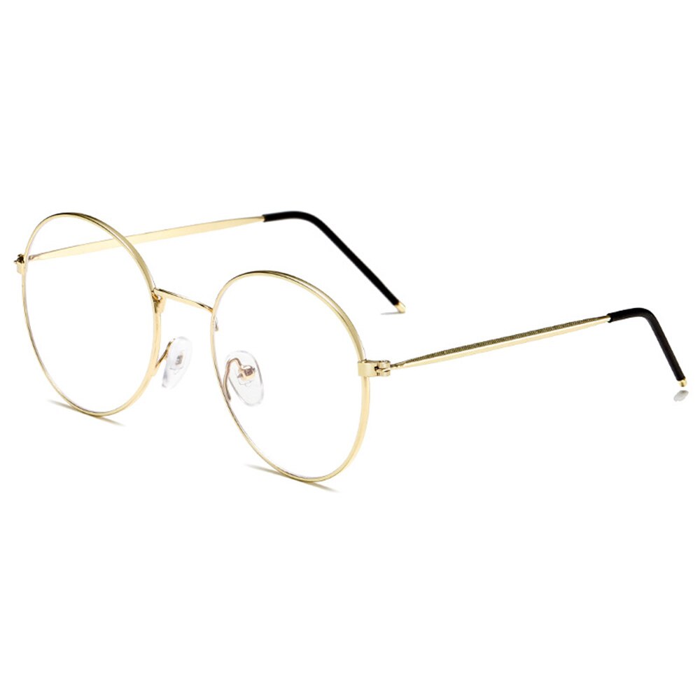 Vintage retro runde metal brille ramme kvinder mænd anti blå lys stråle blokerende øje computer briller rammer klar linse briller: Guld