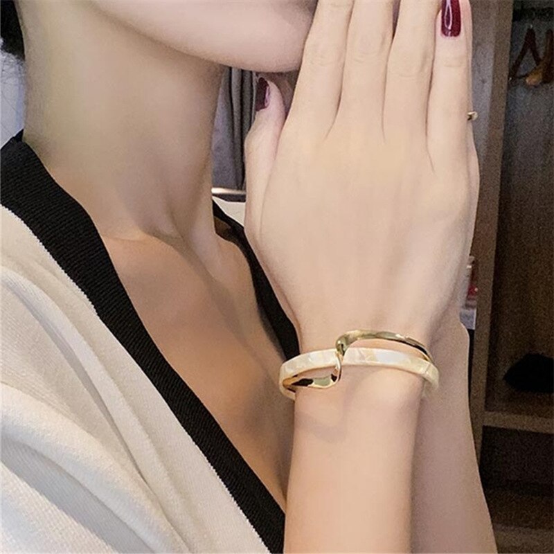 Irregular Acrylic Metallic Big Cuff Bracelet For Women Style Personality Bracelets & Bangles