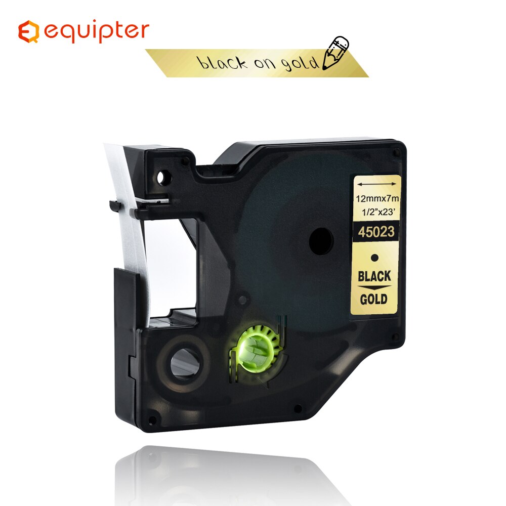 45023 Compatible Dymo D1 Black on Gold 12mm Label Tape Label Ribbons Printer Ribbon for Dymo Label Manager 160 280 210