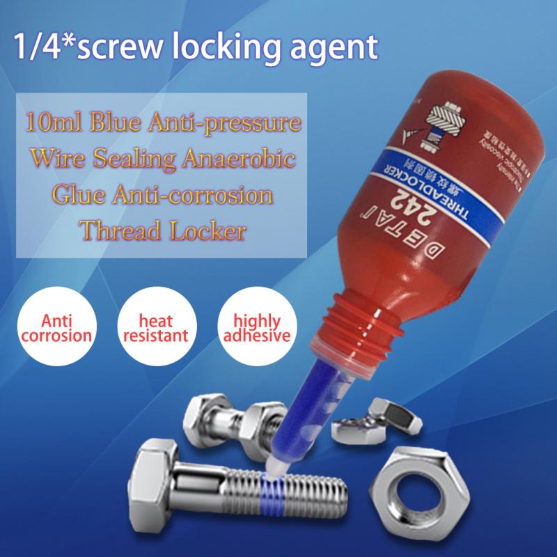 1Pc/4Pcs 10ml 242 Liquid Glue Blue Anaerobic Adhesive Removable Sealant Thread Super Glue For Metal Surfaces And Screw