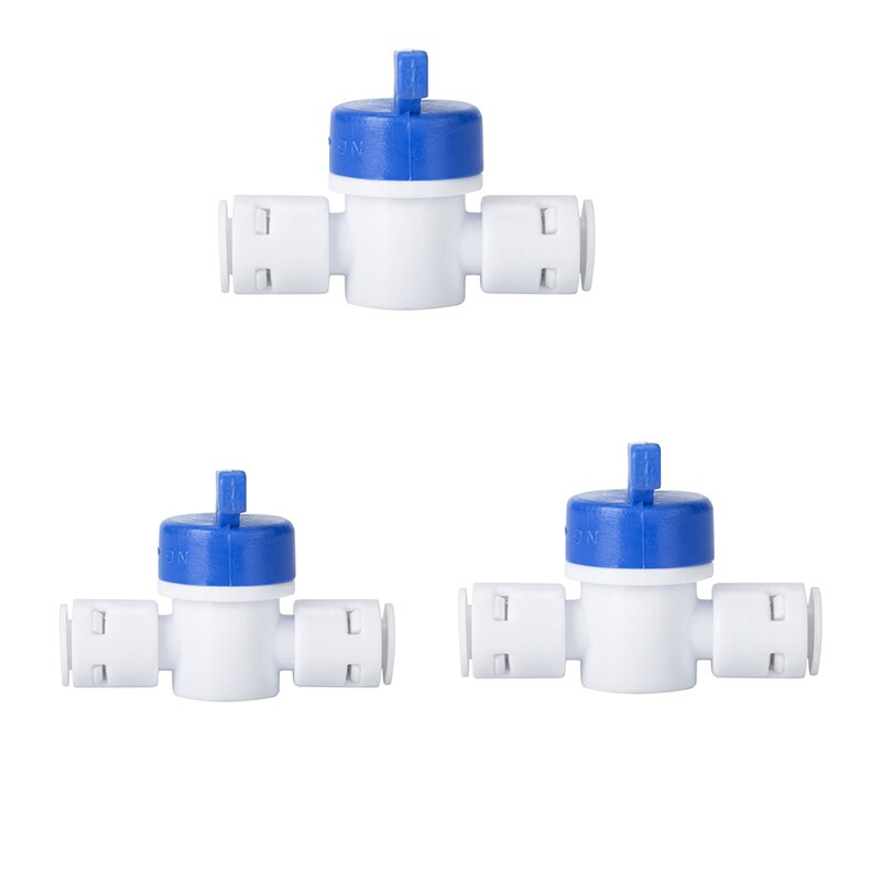 Robinet à bille en plastique à raccord rapide, tuyau d&#39;eau droit, raccord pour système d&#39;aquarium d&#39;osmose: 3pcs