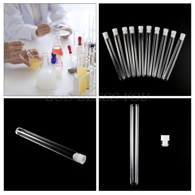 10Pcs Plastic Test Tubes Lab Test Tool Met Schroefdop Transparant 15*150 Mm