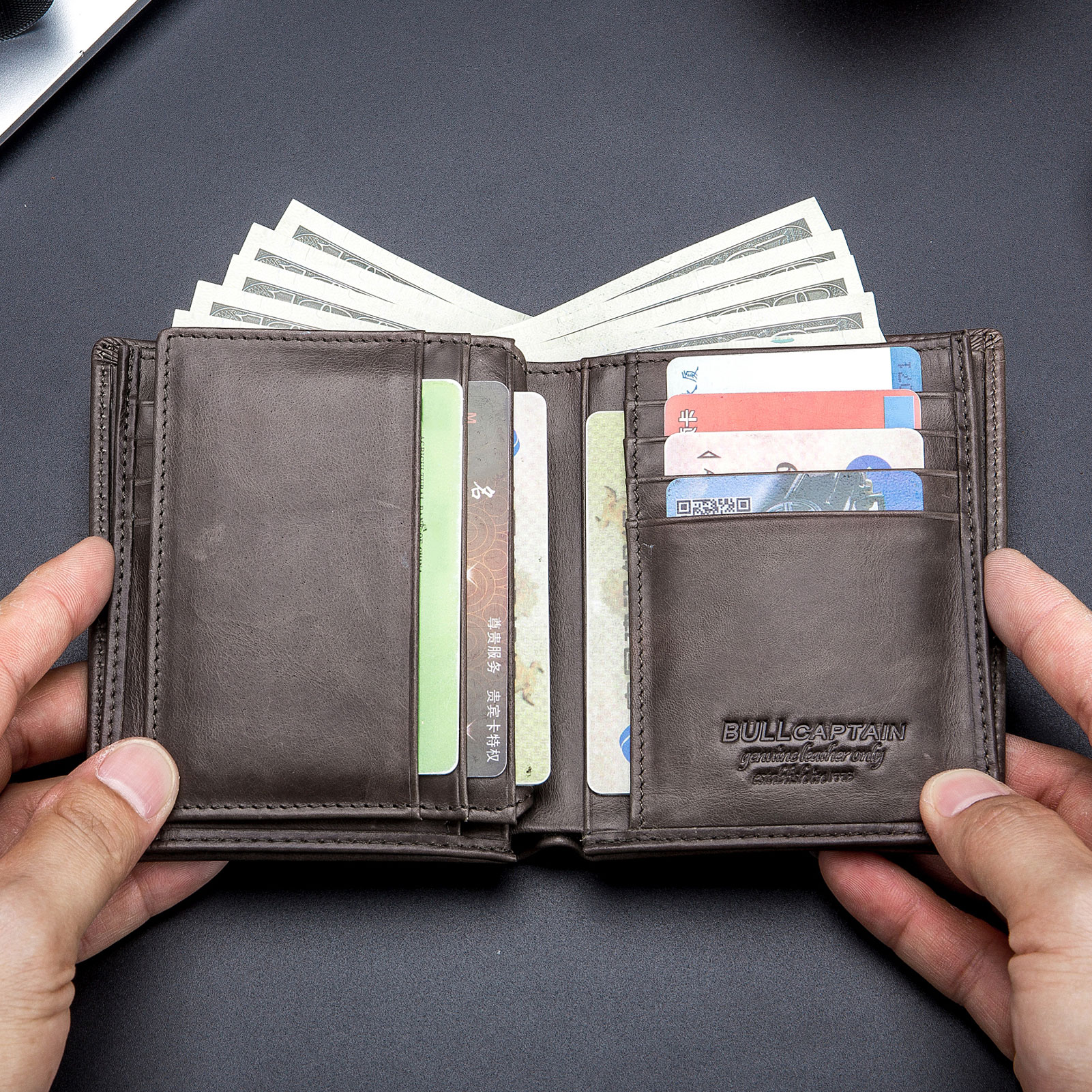 Leather Wallet Large Capacity Wallet Credit Card Holder for Men with 15 Card Slots