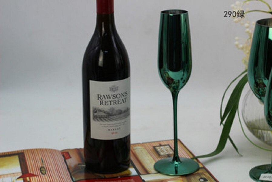 Verre en métal de placage de couleur verte créative avec un verre de champagne coupe de vin décoration de salle de mariage gobelet vert: C