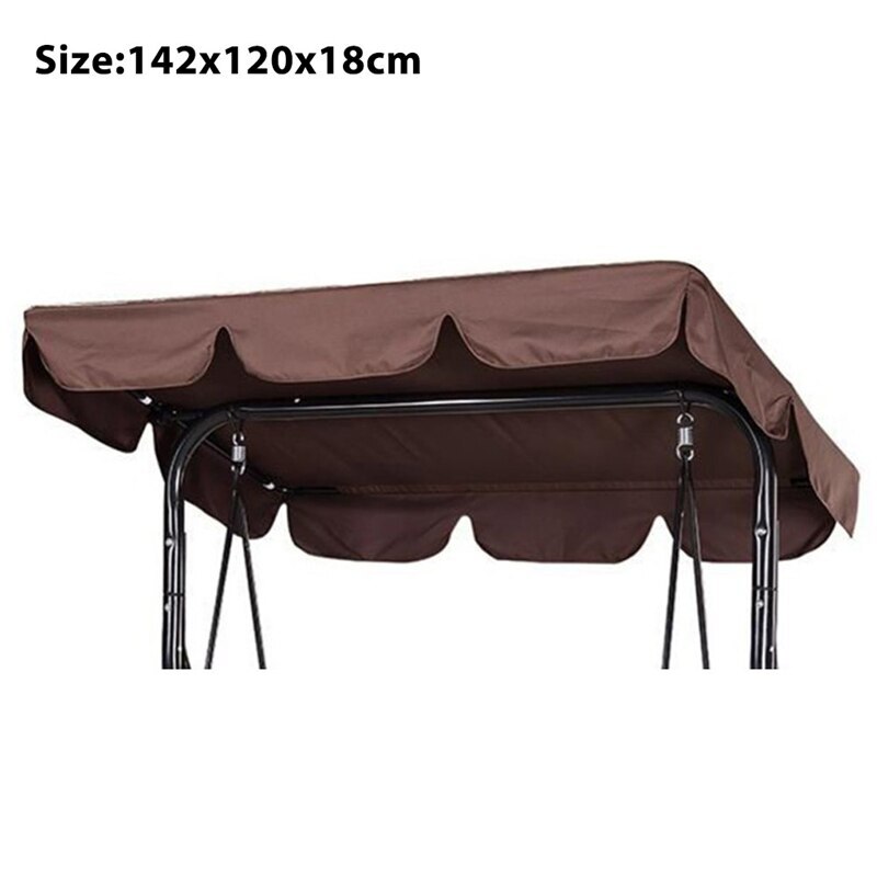 2/3 Seat Garden Swing Chair Canopy Cover Shade Sail Waterproof UV Resistant Outdoor Yard Hammock Tent Swing Top Cover NO Fade: coffee 2seats