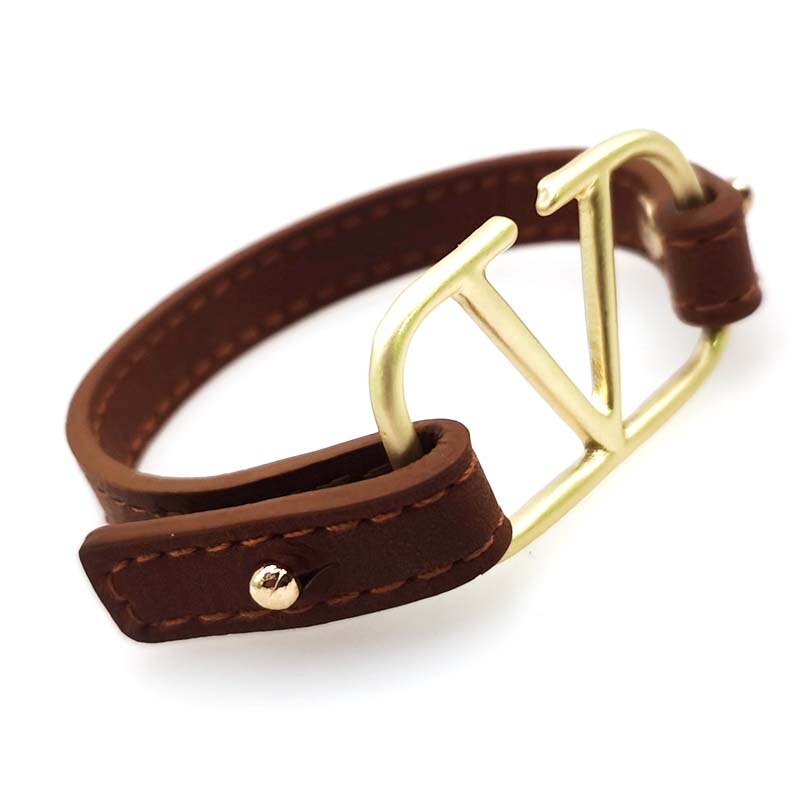 Leather Bracelet Wrap All-Match OL V Word Wide Europe Bracelet For Women Hand Jewelry